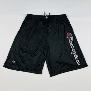 Vintage Champion Mesh Basketball Shorts Black Athletic Shorts With Pockets (2XL